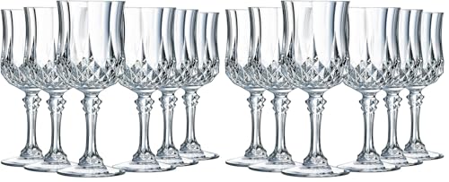 Cristal d'Arques Paris - Collection Longchamp - 6 verres à vin 25cl en Kwarx - Brillance, Transparence et Haute Résistance - Moulures Iconiques - Fabriqués...