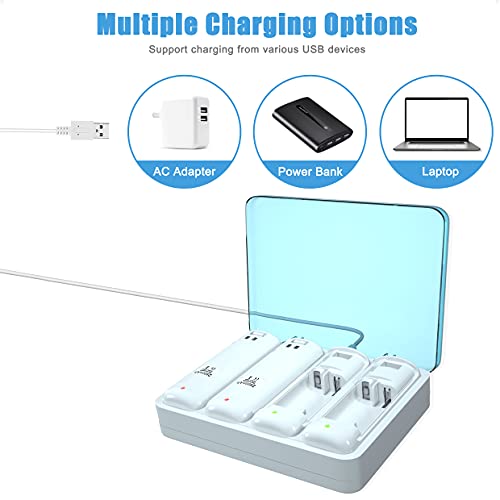 4 Pack Rechargeable Batteries Fit For Wii & Wii U Remote Controller, 4-In-1 Battery Charger Station Box For Wii & Wii U Remote Controller Battery, Including Usb Cable #TOP2