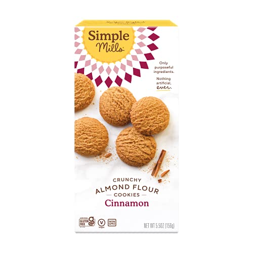 Simple Mills Almond Flour Crunchy Cookies, Cinnamon - Gluten Free, Vegan, Healthy Snacks, Made with Organic Coconut Oil, 5.5 Ounce (Pack of 1)
