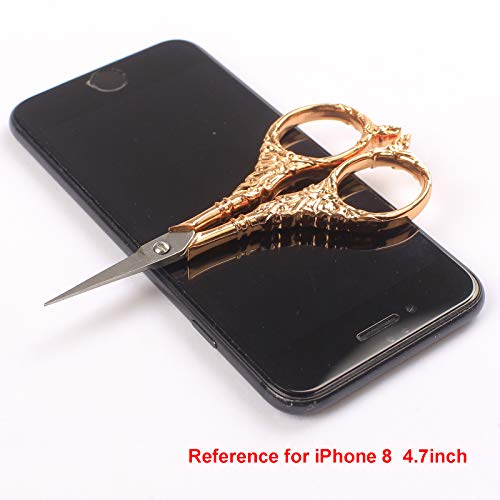 Bihrtc Vintage European Style Scissors Stainless Steel For Cross Stitch Cutting Embroidery Sewing Handcraft Craft Art Work Diy Tool(Red Copper) #TOP4