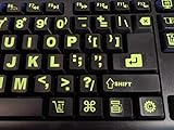 Multimedia Keyboard Stickers with Fluorescent Inlays Plus USB Light. Extra Large Symbols. Inlays (Not Printed). Will Not Wear or Fade. U.S. English Laptop & PC