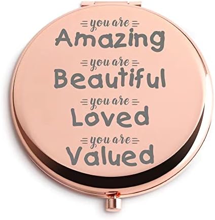 Inspirational Gifts for Women Travel Makeup Mirror Rose Gold Birthday Christmas Valentine's Day Personalized Gifts for Girlfriend Wife Teen Girl Daughter Sister Niece Granddaughter Mom Grandma Aunt
