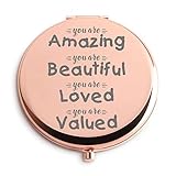Inspirational Gifts for Women Travel Makeup Mirror Rose Gold Birthday Christmas Valentine's Day Pers