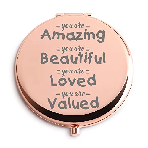 Inspirational Gifts For Women Travel Makeup Mirror Rose Gold Birthday Christmas Valentine's Day Personalized Gifts For Girlfriend Wife Teen Girl Daughter Sister Niece Granddaughter Mom Grandma Aunt #TOP1