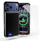 YONHUIZI Custodia per iPhone 17 Pro (6,3"), 7000 mAh, ultra sottile, ricaricabile, con protezione in vetro, caricatore telefonico, colore nero