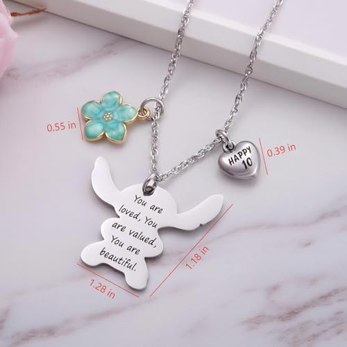 Image of Ukodnus 6-10 Year Old Birthday Necklace Gifts, You are Loved Valued Beautiful Gift, Birthday Jewelry Gift for Daughter Granddaughter Niece