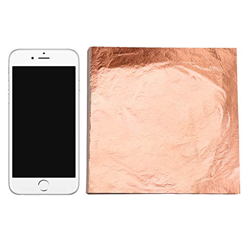 Vgseba 100 Gold Leaf Sheets, Rose Copper Leaf Sheet, Schabin Gold Foil Paper 5.5" By 5.5" Metallic Leaf Sheet For Gilding Crafts, Painting Arts,Furniture Decoration Etc #TOP2