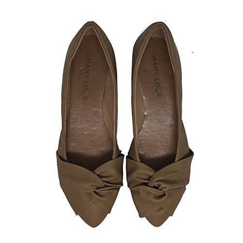 Sapatilha Feminina Bico Fino Detalhe Transpassado Linhaça CS Shoes Cor:Marrom;Tamanho:37