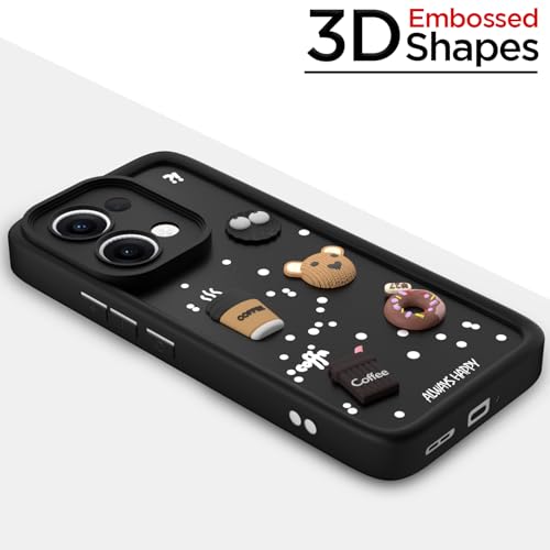 Image of Pikkme Back Cover for Oppo Reno 13 5G | 3D Cartoon Silicone Case Cute & Fun Full Protective Bumper Cover (Black)