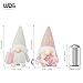 WDS WONDROUS Valentine Gnomes Plush Decor with Lights Decorations for Home, Pink & White Stuffed Gnomes with Glowing Nose - LED Nordic Elf Doll Set for Valentines Day Decor, Gift for Women