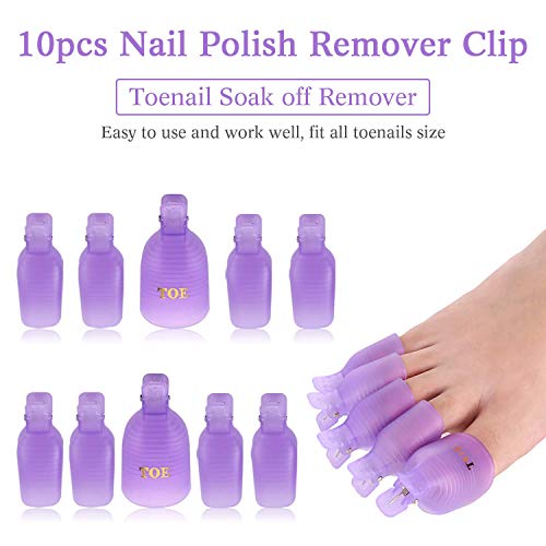 Makartt Gel Nail Polish Remover Clips Kit,With Double Ended Metal Cuticle Pusher,20 Pcs Plastic Resuable Finger And Toe Nail Clips For Removal Acrylic Nail Art Gel Polish Soak Off Cap Clip #TOP2