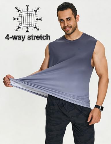 Image of EZRUN Men's Workout Sleeveless Shirts Quick Dry Muscle Swim Shirt Gym Fitness Running Beach Tank Tops