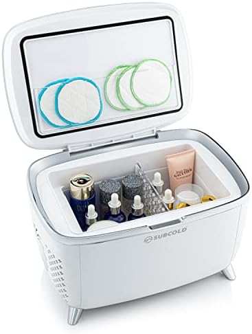 Subcold Vanity6 Luxury Mini Fridge | 6 Litre Beauty Fridge | AC & Exclusive USB Power Options | Portable Bedroom Mini Cooler for Skincare, Makeup & Cosmetics (White)