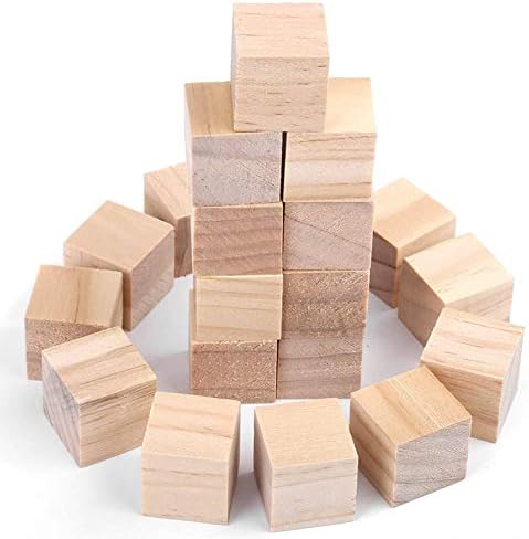 Wooden Cubes, 200PCS Natural Wooden Blocks Wooden Ornament, Pine Wood Craft Cubes for for DIY Stamps, Kids Arts and Craft & Number Projects, Educational Toys, Gifts 1cm,2cm