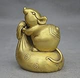 LXYQRS - Figura coleccionable de latón con ratón, estatua de animales, riqueza, bolsa de dinero, manualidades, decoración del hogar, regalos 124