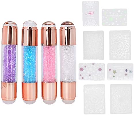 4Sets Double Heads Nail Art Stamper Manicure Stamper Kit for French Manicure Clear and White Jelly Stamper for Nail Art Lovers Home Nail DIY