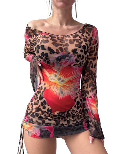 Image of ZAFUL Womens Swimsuit Cover Up Dress Off Shoulder Hollow Coverup Bathing Suit Mesh Swim Beach Dress