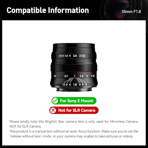 Brightin Star BS-5518-SNB 55Mm F1.8 Full Frame Manual Focus For Sony E Mount Mirrorless Cameras thumb #2