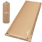 PYKES PEAK（ パイクスピーク ） インフレーターマット キャンプ マット 極厚 8cm 自動膨張式 凹凸ウレタン 極上寝心地 連結 裏面スエード 収納袋 リペアシート付き アウトドア キャンプ 車中泊 防災 (スタンダード・サンドカーキ)