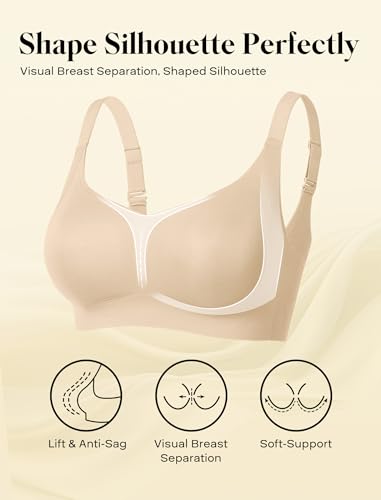Image of COMFELIE Smooth Seamless Minimizer Bras Non Padded Comfy Everyday Bra No Underwire Supportive Bralette