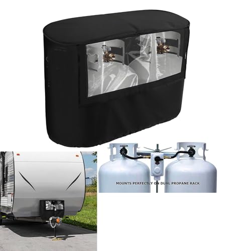 CORRBPEN RV Trailer Propane Tank Cover ,Visible for Valve,Compatible with Dual 30LB Tanks,anti-rust,Waterproof 600D Oxford Replacement Covers for RV/Trailer/Camper, RV Parts RV Accessories. (30LB) - Thumbnail 2