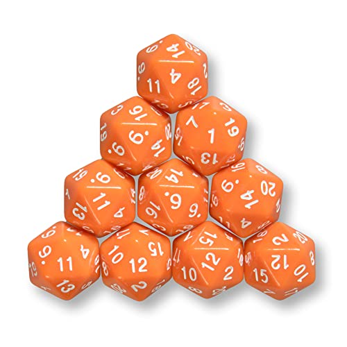10x polyedrische W20 Würfel für Rollen- und Tabletopspiele (orange)