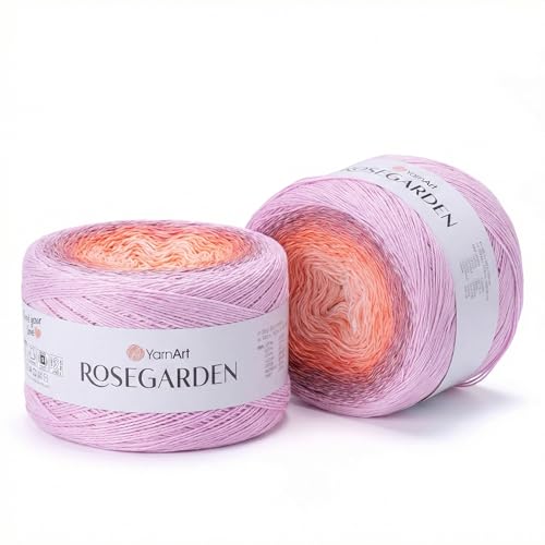 Image of Yarn Art Flowers Rosegarden 100% Cotton 250gr 8.80 oz 1094yds Multicolor Cotton Yarn Rainbow Crochet Yarn Spring Summer (330)