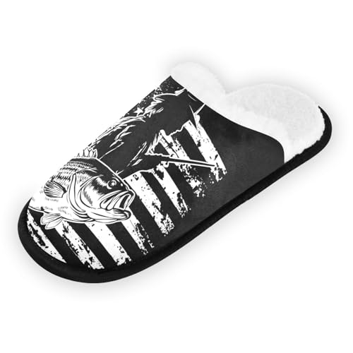 Retro Black Bass Fish Slippers For Women Men Soft Memory Foam Non-Slip Animal Winter Indoor House Shoes Travel Slipper2