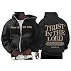 Unisex Zip Up Head Trust In The Printed Hoodie Trendy Casual Hip Hop Hoodie, black, 4XL #2