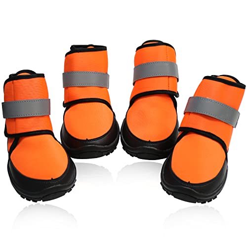 Urbest Dog Shoes, Snow Winter Outdoor Boots Pet Paw Protector, Non Slip Rubber Sole, Suitable For Medium And Large Dogs (Orange, 5#) #TOP27