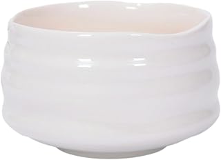 Taza de té japonesa de bambú con sombrero de matcha, juego de té hecho a mano, taza de cerámica, color blanco puro