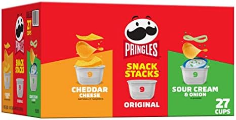 Pringles Potato Crisps Chips, Lunch Snacks, Office and Kids Snacks, Snack Stacks, Variety Pack, 19.3oz Box (27 Cups)