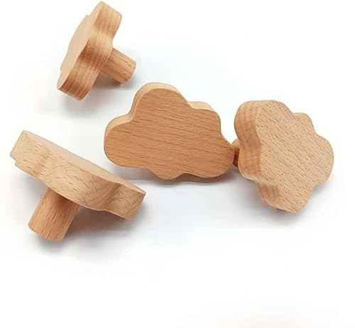 Miniatura 5 de Mhwan Tiradores Cajones, 6 Piezas Grande Madera Maciza Tiradores Cocina, Textura Natural Estrellas, Luna Y Nubes Pomos Y Tiradores Infantiles, Decoración Cerca De La Naturaleza