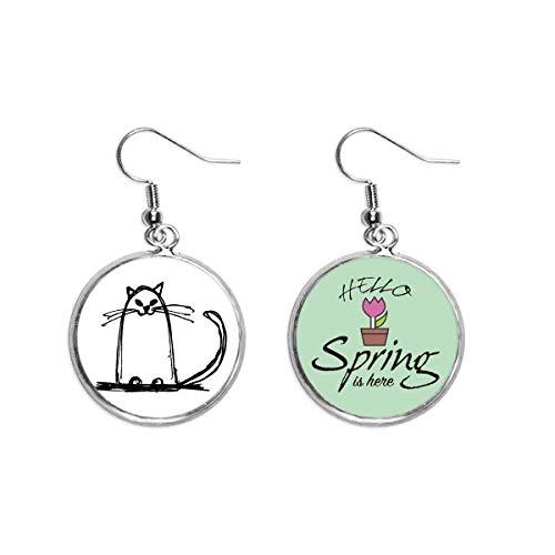 Pendientes de gato rizado joyas colgantes decorativas moda mujer primavera