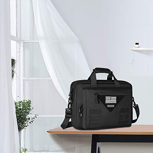 Mosiso Tactical Laptop Messenger Shoulder Bag, 15-16 Inch Multifunctional Adjustable Large Tactical Notebook Briefcase Carrying Sleeve Case Handbags Pockets With Usa Flag Patch, Black #TOP6