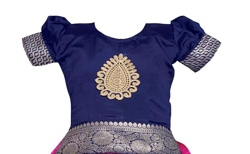 Image of New South Indian Traditional Pattu Pavadai Tapeta Silk Lehenga Choli For Girls Dress