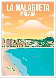 BLN PRINT Póster de viaje vintage de Málaga La Malagueta (2)