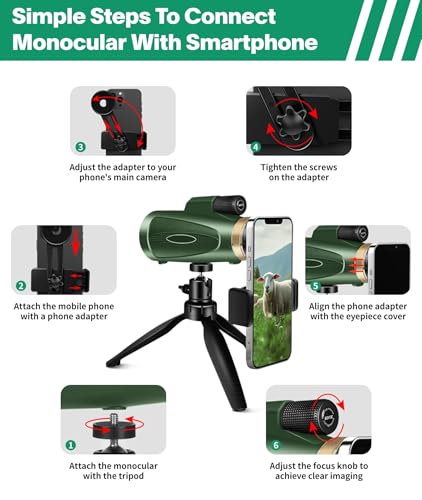 Monoculaire haute puissance 80x100 HD avec zoom net pour smartphone - 5