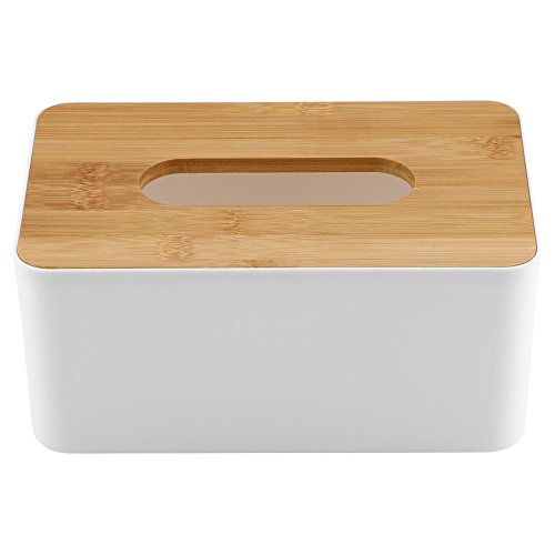 Removable Tissue Cover Plastic Wood Tissue Box Square Rectangular Tissue Holder Organizer for Home Office Desk(Rectangle)