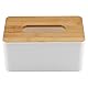 Abnehmbarer Taschentuchdeckel, Taschentuchbox aus Kunststoff und Holz, quadratischer, rechteckiger Taschentuchhalter-Organizer für den Home-Office-Schreibtisch (rechteckig)