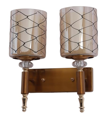 Image of ELAINTE Premium Wall Light | | Elegant Glass Wall Lamp for Living Room & Hallway | 3 Years Warranty | Free Bulb (Lunara-Double)