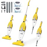 Brocvas Stick Vacuum Cleaner 3 in 1 Lightweight Small Vacuum Cleaner,12KPa Powerful Suction with 400W Motor Handheld Vac Stick Vacuum Corded with HEPA Filters for Home Pet Hair Hard Wood Floor,Yellow