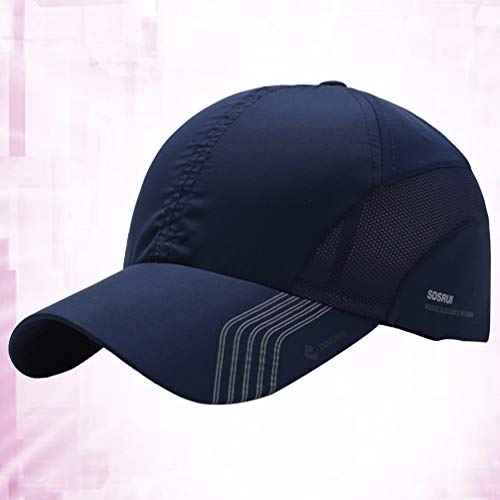 Boné de beisebol KESYOO unissex respirável de secagem rápida boné de malha com aba (preto), Dark Blu