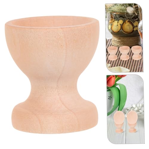 Cabilock 12 Stück Teiliges Set Unvollendete Holz Eierbecher zum Bemalen Natürliche DIY Holz Eierständer für Vielseitig Nutzbar als Eierhalter für Küche Restaurant und Osterdekoration – Bild 8