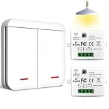 Ghekkli 433 Mhz Funk Lichtschalter, kabelloser Schalter (Set 1 Stück 2 in...