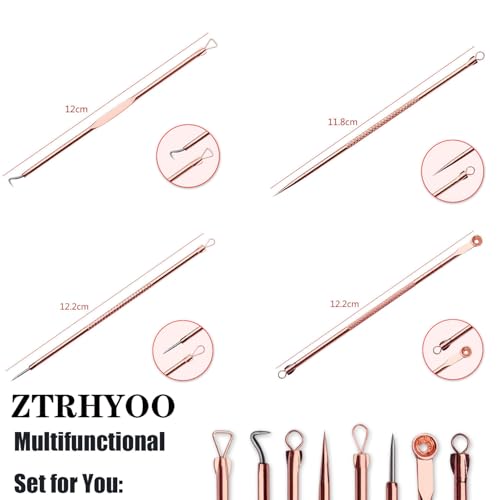ZTRHYOO Blackhead Remover Pimple Comedone Extractor Tool Best Acne Removal Kit - Treatment for Blemish, Whitehead Popping, Zit Removing for Risk Free Nose Face Skin with Case (Rose)