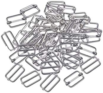Asiatic Slide Buckle 1 inch Metal Triglide Slides Rectangle Adjustable Webbing Slider for Fasteners, Strap, Backpack Pack of 30 Pcs