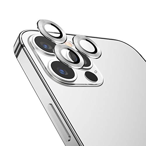 TAMOWA Protector Cámara Compatible con iPhone 12 Pro Max, Protector de Lente de cámara de Anillo Protector Metálico de Vidrio Cristal Templado Compatible con iPhone 12 Pro Max, Plata Cover
