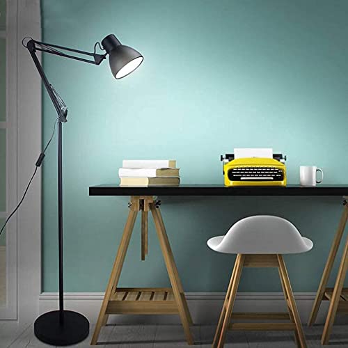 Lampe de bureau rotative double usage avec bras long réglable en fer noir E27