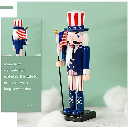 Bestoyard Standard Bearer Nutcracker 4Th Of July Nutcracker Christmas Wooden Patriotic Nutcracker Figures American Flag Ornament Black Table Decor Para Mesa De Doll Decor #TOP5